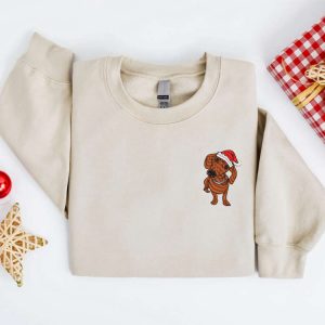 Embroidered Christmas Dog Sweatshirt, Dachshund Dog…