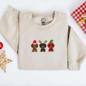 embroidered christmas dog sweatshirt embroidered dachshund dog christmas sweatshirt women christmas sweatshirt christmas crewneck sweater 3.jpeg