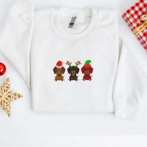 embroidered christmas dog sweatshirt embroidered dachshund dog christmas sweatshirt women christmas sweatshirt christmas crewneck sweater 4.jpeg