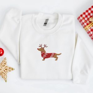 embroidered christmas dog sweatshirt embroidered dachshund reindeer dog christmas sweater crewneck women christmas sweatshirt ugly christmas.jpeg