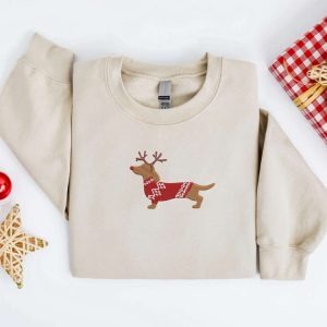 embroidered christmas dog sweatshirt embroidered dachshund reindeer dog christmas sweater crewneck women christmas sweatshirt ugly christmas 5.jpeg