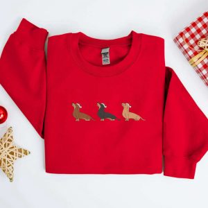 embroidered christmas dog sweatshirt embroidered dachshund santa dog christmas sweater crewneck women christmas sweatshirt ugly christmas 10.jpeg