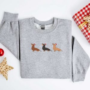 embroidered christmas dog sweatshirt embroidered dachshund santa dog christmas sweater crewneck women christmas sweatshirt ugly christmas 11.jpeg