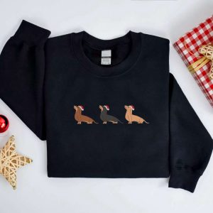 embroidered christmas dog sweatshirt embroidered dachshund santa dog christmas sweater crewneck women christmas sweatshirt ugly christmas 12.jpeg