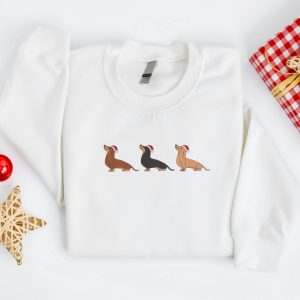 embroidered christmas dog sweatshirt embroidered dachshund santa dog christmas sweater crewneck women christmas sweatshirt ugly christmas 13.jpeg