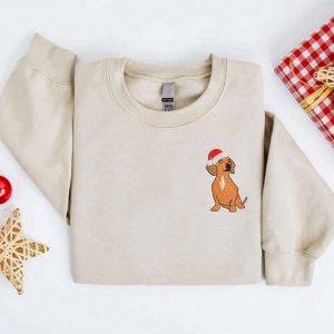 embroidered christmas dog sweatshirt embroidered dachshund santa dog christmas sweater crewneck women christmas sweatshirt ugly christmas 3.jpeg