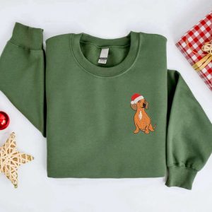 embroidered christmas dog sweatshirt embroidered dachshund santa dog christmas sweater crewneck women christmas sweatshirt ugly christmas 4.jpeg