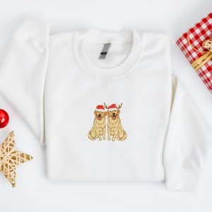 embroidered christmas dog sweatshirt embroidered golden retriever santa christmas sweater crewneck women christmas sweatshirt ugly christmas 3.jpeg