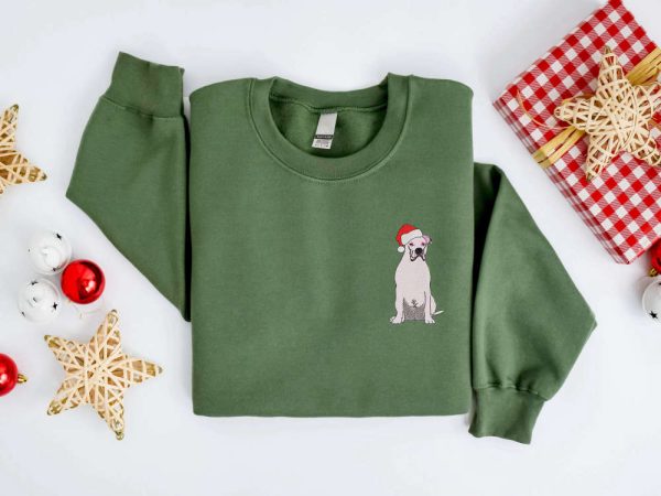 Embroidered Christmas Dog Sweatshirt Embroidered Pitbull Dog Christmas Sweater For Christmas