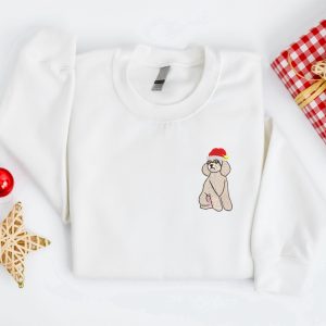 embroidered christmas dog sweatshirt embroidered poodle santa dog christmas sweater crewneck women christmas sweatshirt ugly christmas 4.jpeg