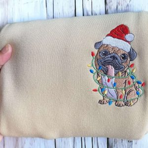 embroidered christmas dog sweatshirt embroidered pug santa dog christmas sweater crewneck women christmas sweatshirt ugly christmas sweater.jpeg