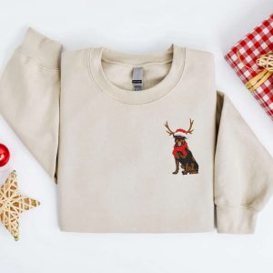 Embroidered Dog Sweatshirt, Rottweiler Reindeer Dog…