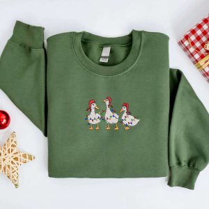 embroidered christmas duck sweatshirt embroidered duck christmas sweater crewneck women christmas sweatshirt winter sweater ugly christmas 1.jpeg