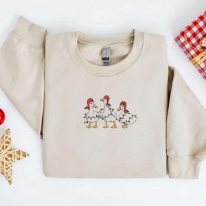 Embroidered Christmas Duck Sweatshirt, Embroidered Duck…