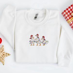 embroidered christmas duck sweatshirt embroidered duck christmas sweater crewneck women christmas sweatshirt winter sweater ugly christmas 4.jpeg