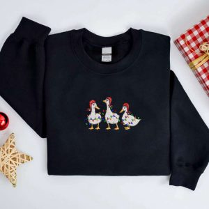 embroidered christmas duck sweatshirt embroidered duck christmas sweater crewneck women christmas sweatshirt winter sweater ugly christmas 5.jpeg