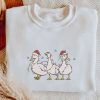 Embroidered Christmas Ducks Sweatshirt, Duck Christmas…