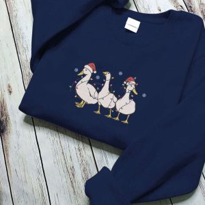 embroidered christmas ducks sweatshirt duck christmas shirt for women funny animals christmas sweatshirt farm lover gift christmas gift 3.jpeg