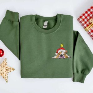 Embroidered Christmas English Bulldog Sweatshirt, Christmas…