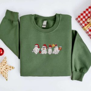 embroidered christmas ghost sweatshirt embroidered santa ghost christmas sweater crewneck women christmas winter sweater ugly christmas 1.jpeg