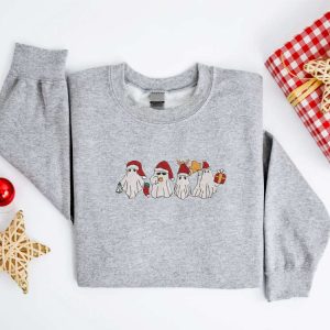 embroidered christmas ghost sweatshirt embroidered santa ghost christmas sweater crewneck women christmas winter sweater ugly christmas 2.jpeg