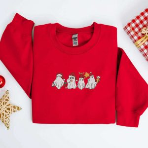 embroidered christmas ghost sweatshirt embroidered santa ghost christmas sweater crewneck women christmas winter sweater ugly christmas 3.jpeg