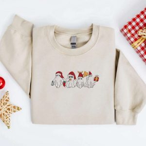 Embroidered Christmas Ghost Sweatshirt, Santa Ghost…