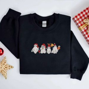 embroidered christmas ghost sweatshirt embroidered santa ghost christmas sweater crewneck women christmas winter sweater ugly christmas 4.jpeg