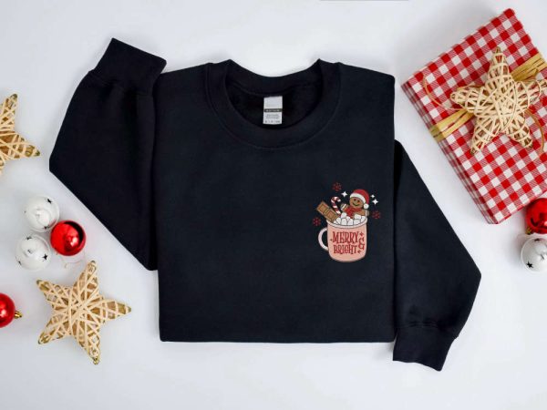 Embroidered Christmas Gingerbread Coffee Cookies Sweatshirt, Gift For Christmas