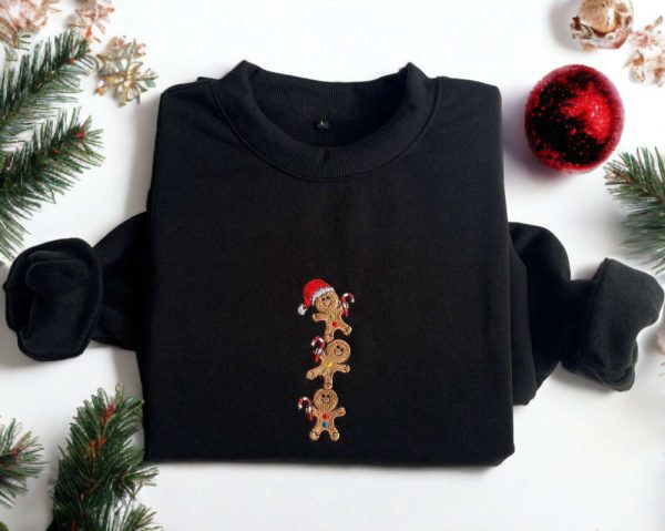 Embroidered Christmas Gingerbread Sweatshirt Embroidered Ginger Bread For Family