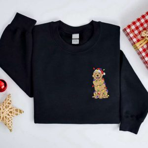 embroidered christmas golden dog sweatshirt dog sweater gift for family 1.jpeg