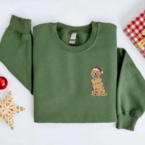 embroidered christmas golden dog sweatshirt dog sweater gift for family.jpeg