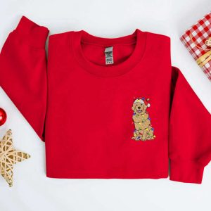 embroidered christmas golden dog sweatshirt dog sweater gift for family 4.jpeg