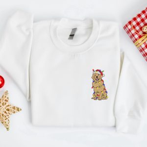 embroidered christmas golden dog sweatshirt dog sweater gift for family 5.jpeg