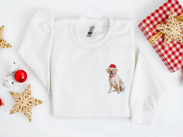 Embroidered Christmas Labrador Retriever Golden Sweatshirt For Men And Women