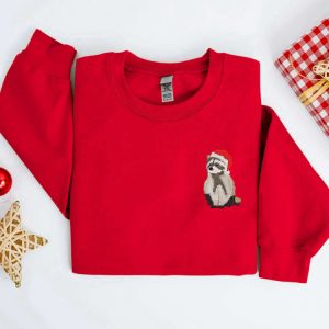 embroidered christmas raccoon sweatshirt embroidered raccoon santa christmas sweater crewneck women christmas sweatshirt ugly christmas 4.jpeg