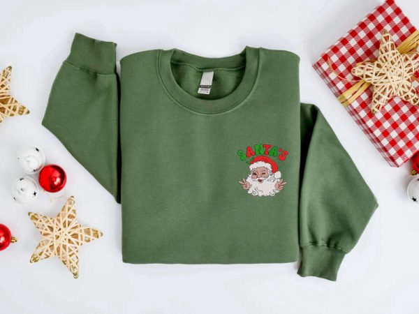 Embroidered Christmas Santa Sweatshirt, Santa Christmas Sweater For Men And Women