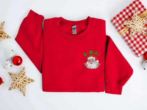 Embroidered Christmas Santa Sweatshirt, Santa Christmas Sweater For Men And Women