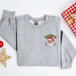 Embroidered Christmas Santa Sweatshirt, Santa Christmas…