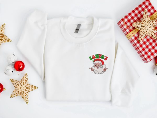 Embroidered Christmas Santa Sweatshirt, Santa Christmas Sweater For Men And Women