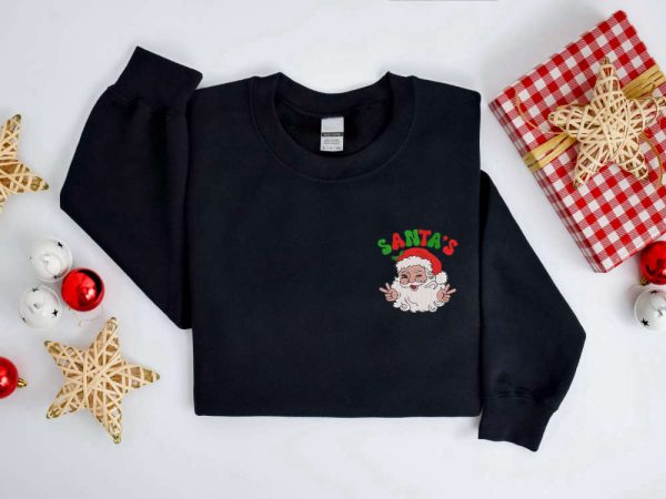 Embroidered Christmas Santa Sweatshirt, Santa Christmas Sweater For Men And Women