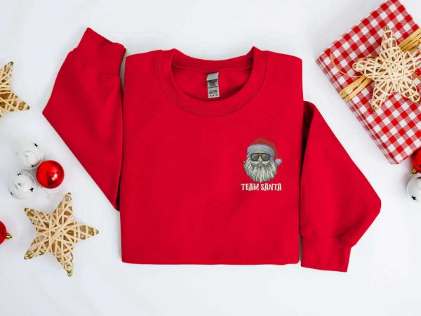 Embroidered Christmas Santa Sweatshirt, Team Santa Christmas Sweater For Christmas