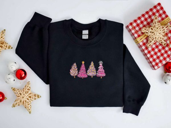 Embroidered Christmas Sweatshirt, Christmas Tree Sweatshirt For Family