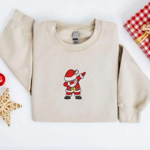 Embroidered Christmas Sweatshirt, Embroidered Santa Christmas…