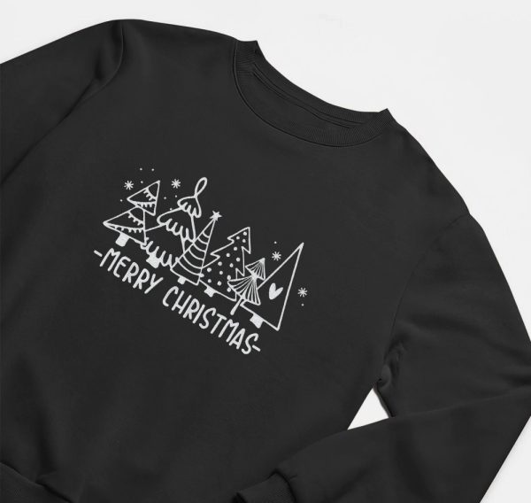 Embroidered Christmas Tree Sweatshirt, Christmas Sweatshirts For Women