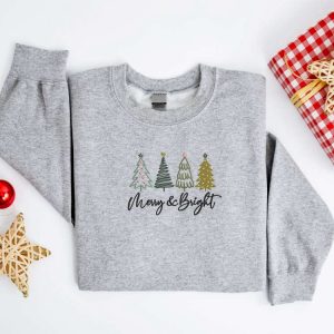 embroidered christmas tree sweatshirt embroidered merry and bright christmas sweater crewneck women christmas sweatshirt ugly christmas 1.jpeg