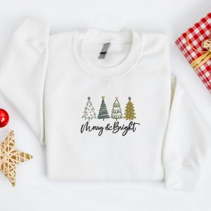 embroidered christmas tree sweatshirt embroidered merry and bright christmas sweater crewneck women christmas sweatshirt ugly christmas 2.jpeg