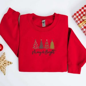 embroidered christmas tree sweatshirt embroidered merry and bright christmas sweater crewneck women christmas sweatshirt ugly christmas 4.jpeg