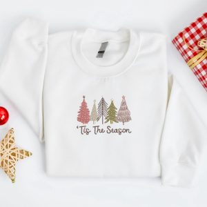 embroidered christmas tree sweatshirt embroidered tis the season christmas sweater crewneck women christmas sweatshirt ugly christmas 5.jpeg