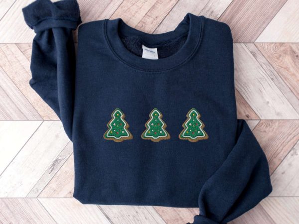 Embroidered Christmas Trees Cookies Sweatshirt, Gingerbread Cookies Sweatshirt, Xmas Gift